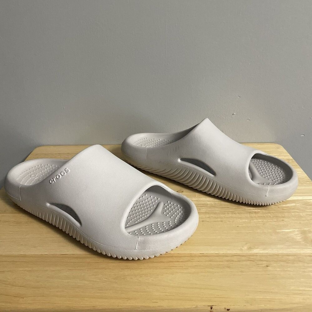 Crocs Mellow Gray Recovery Comfort Slides Sandals Unisex Women's 9 Men's 7